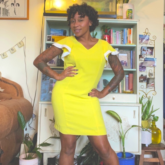 Ana Capri banana yellow cap sleeve dress - Picture 4 of 14